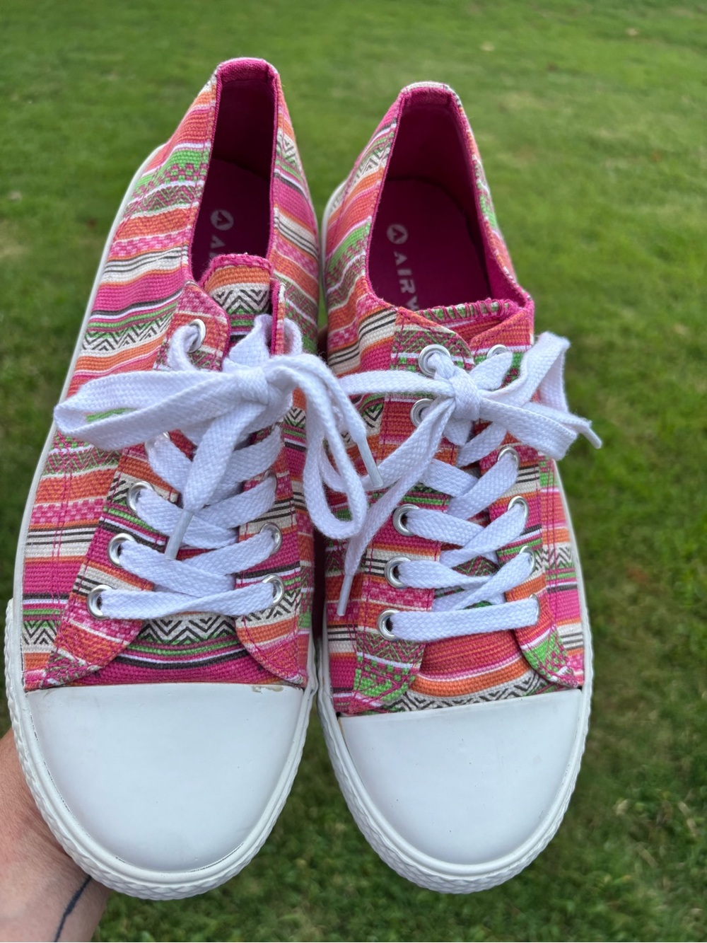 Airwalk Pink and Orange Multi-Stripe Women's Canvas Sneakers
